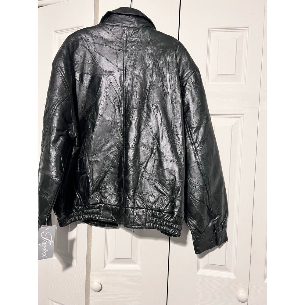 Vintage Fondini Leather Jacket Mens XL Black Patchwork Lyle’s Liquor NWT - Picture 4 of 12